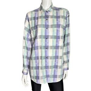 Patagonia Multicolor‎ Purple White and Green Plaid Button Down Shirt